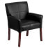 Фото #4 товара Black Leather Executive Side Reception Chair With Mahogany Legs