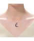 Фото #1 товара Sterling Silver with 14K Gold and Black Plated Sapphire Cubic Zirconia Moon Charm Necklace
