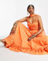 Maya – Lehenga-Maxirock in Mandarine-Orange mit Zierstreifen