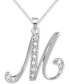 Фото #1 товара Macy's diamond M Initial 18" Pendant Necklace (1/10 ct. t.w.) in Sterling Silver