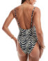 ASOS DESIGN wiggle wire swimsuit in cream zebra