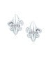 Фото #2 товара Spiritual Ancient Symbol Lily Flower Fleur De Lis Pave CZ Accent Fleur De Lis Stud Earrings For Women Lightweight CZ Accent Sterling Silver