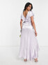Фото #3 товара Topshop bridesmaid satin frill wrap dress in lilac