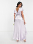 Topshop bridesmaid satin frill wrap dress in lilac 34 - фото #3