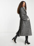 ASOS DESIGN Petite smart herringbone belted coat in black and white