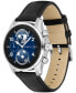ფოტო #2 პროდუქტის Men's Summit 3 Black Leather Strap Smart Watch 42mm