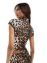 Фото #5 товара ASOS DESIGN co-ord mandarin collar top with cut out in animal leopard print