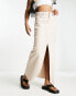 Фото #1 товара ASOS DESIGN lightweight denim maxi skirt with split front in taupe