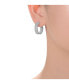 Rhodium Plated Cubic Zirconia Three Row Hoop Earrings