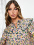 Vila scallop collar mini shirt dress in bright floral