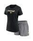 Women's Black, Gray Pittsburgh Penguins Script T-shirt and Shorts Set