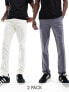 ASOS DESIGN 2 pack skinny chinos in off white and charcoal