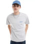 Dr Denim Trooper relaxed fit t-shirt with around the world back graphic print in light grey melange