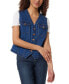 Фото #1 товара Women's Denim Button-Front V-Neck Vest