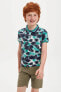 Erkek Çocuk Yaprak Desenli Polo Yaka Tişört
