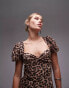 Фото #2 товара Topshop ruched sleeve occasion dress in animal print