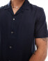 Фото #4 товара French Connection short sleeve linen revere shirt in navy