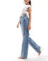 River Island relaxed straight leg jean in midwash blue Голубой, EU 38 Regular - фото #4