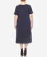 ფოტო #2 პროდუქტის Plus Size Short Sleeve Pocket Swing Midi Dress