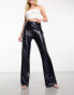 Фото #2 товара Collective the Label exclusive sequin wide leg trousers in midnight blue