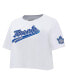 ფოტო #4 პროდუქტის Women's White Toronto Maple Leafs Boxy Script Tail Cropped T-shirt
