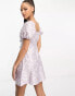 Фото #3 товара Miss Selfridge jacquard puff sleeve corset mini dress in lilac