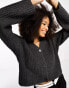 Фото #1 товара ASOS DESIGN boxy wide crop button front cardigan in charcoal