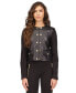 Фото #1 товара Women's Button-Front Mixed-Media Jacket, Regular & Petite