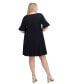 Plus Size Elbow-Sleeve Fit & Flare Dress Черный, 14W - фото #2