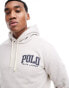 Фото #1 товара Polo Ralph Lauren collegiate logo fleece hoodie classic oversized fit in light grey marl