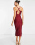 Rare London bandage bodycon midi dress in wine