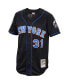 Фото #3 товара Men's Mike Piazza Black New York Mets Alternate 2000 Cooperstown Collection Authentic Jersey
