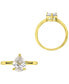 ფოტო #4 პროდუქტის Cubic Zirconia Pear Solitaire Engagement Ring in 14k Gold-Plated Sterling Silver