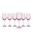 Blush Pink Colored Wine Glasses Hand Blown, 12 oz Set of 6