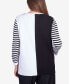 Women's World Traveler Colorblock Striped Sleeve Sweater with Necklace