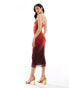 New Look mesh ombre midi dress in orange