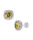 ფოტო #1 პროდუქტის Multi Colored Cubic Zirconia Cushion Shape Stud Earring in Sterling Silver