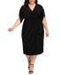 ფოტო #5 პროდუქტის Women's Plus Size Eden Midi Faux Wrap Dress with Draped Sleeves