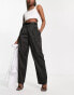 River Island satin utility cargo trouser in black