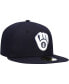 Фото #2 товара Men's Navy Milwaukee Brewers Logo White 59FIFTY Fitted Hat