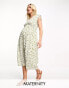 Mamalicious Maternity tie shoulder midi dress in lemon print