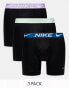 Фото #1 товара Nike Dri-Fit Essential Microfibre briefs 3 pack in black with contrast waistband