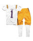 Фото #1 товара LSU Tigers Big Boys Football Pajama Set - White and Gold