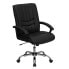 Mid-Back Black Leather Swivel Manager'S Chair With Arms