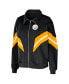 ფოტო #3 პროდუქტის Women's Black Pittsburgh Steelers Plus Size Yarn Dye Stripe Full-Zip Jacket