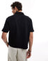 ASOS DESIGN relaxed boxy zip polo in black