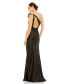 ფოტო #3 პროდუქტის Women's Sequined Bow Detail One Shoulder Trumpet Gown