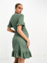 Vero Moda Maternity frill wrap front mini dress in khaki