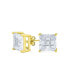 Фото #1 товара Square CZ Cubic Zirconia Invisible Cut Stud Earrings 14K Gold Plated .925 Sterling Silver