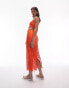 Фото #4 товара Topshop co-ord premium lace detail midi skirt in orange